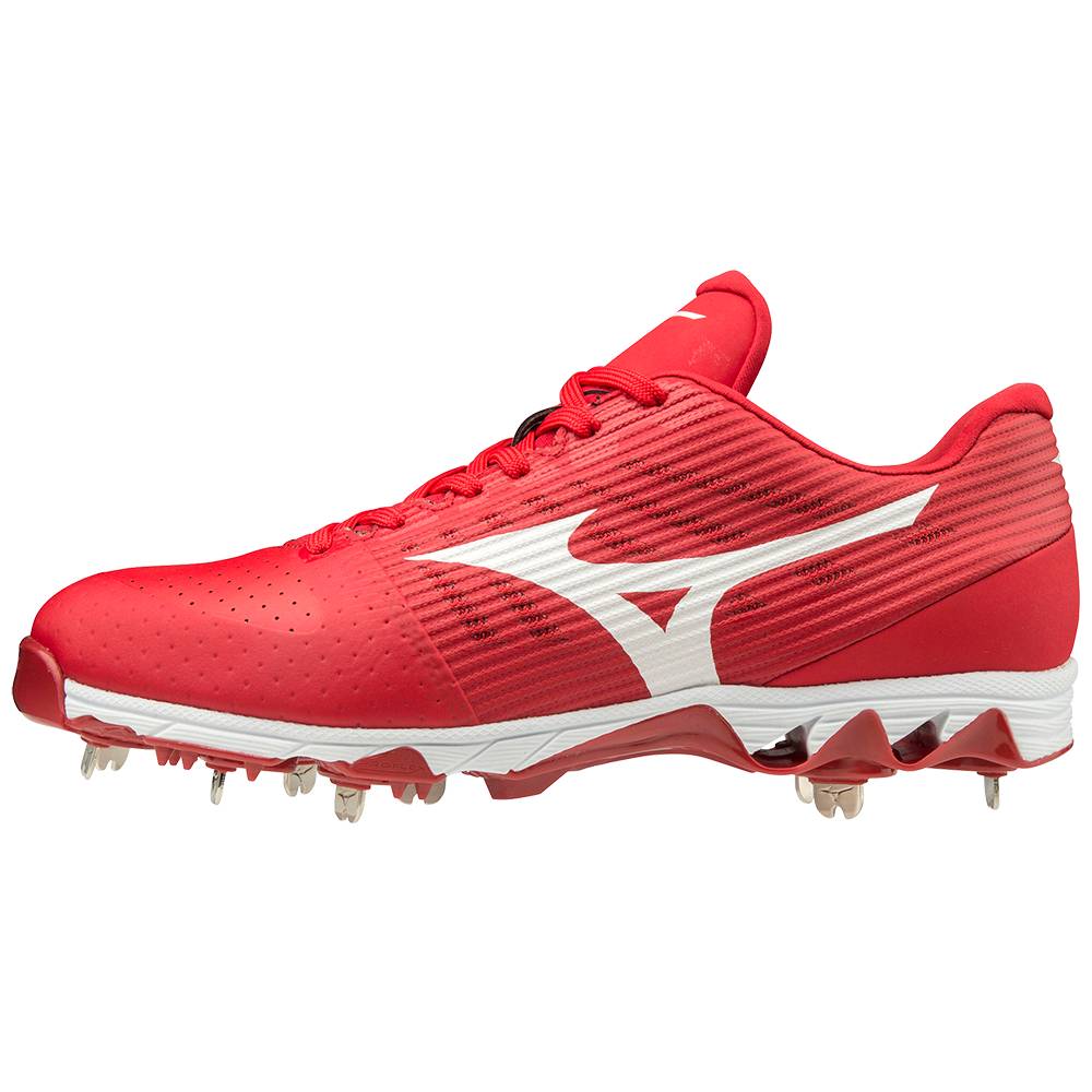 Mizuno Men's 9-Spike Ambition Low Metal Baseball Cleats Red/White (320583-GLT)